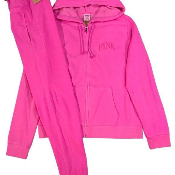 NEW VICTORIAS SECRET PINK ZIP HOODIE JOGGERSRS
